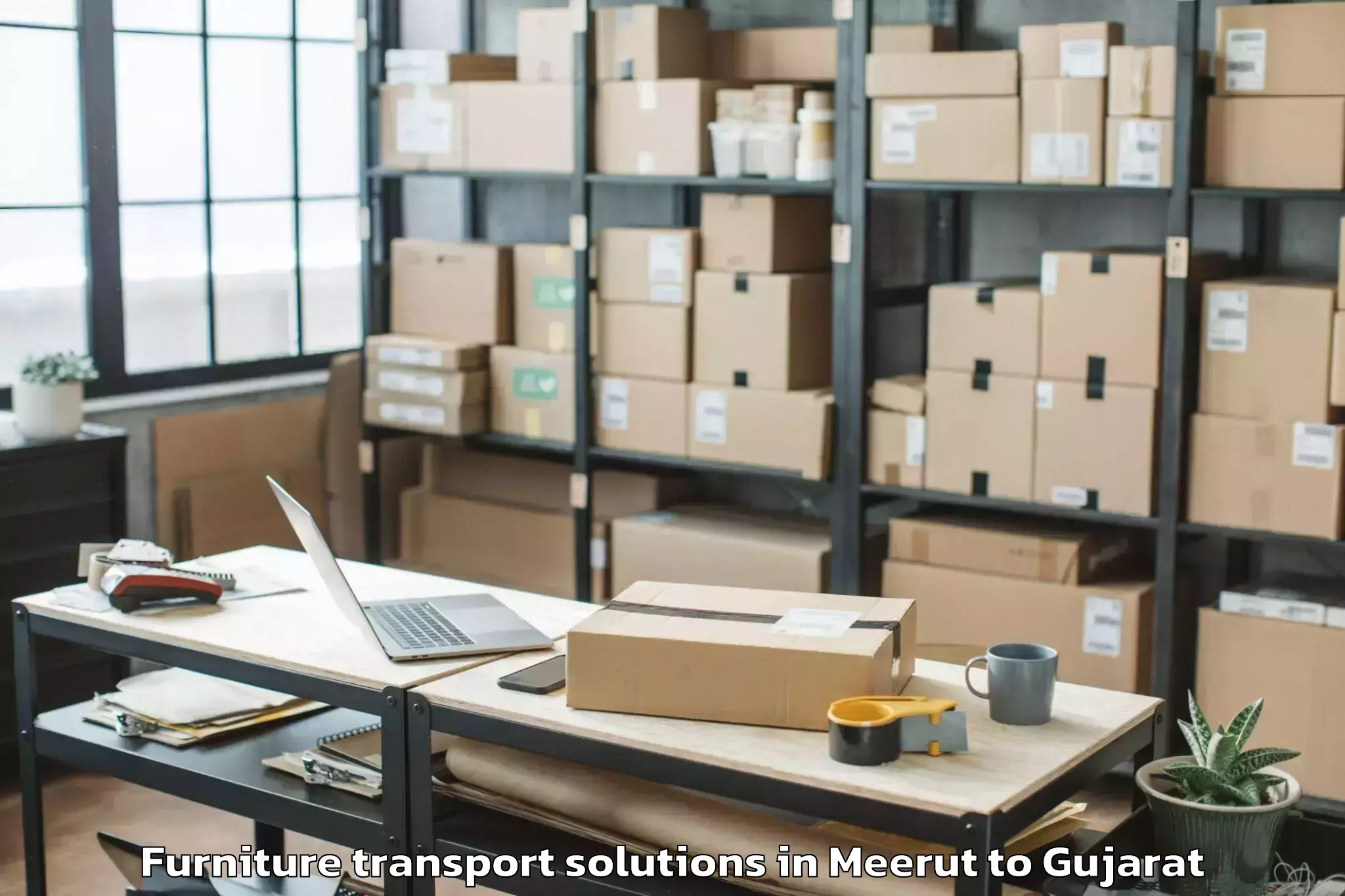 Book Meerut to Shivrajpur Furniture Transport Solutions Online